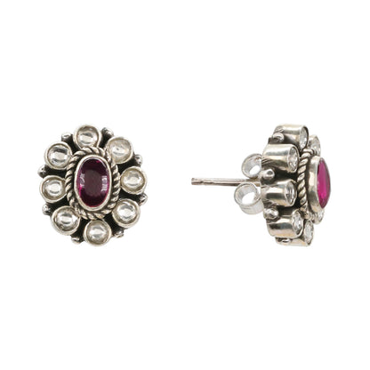 Filigree Ruby CZ Silver Set