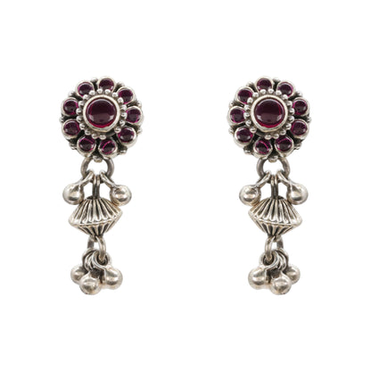 Layered Ruby Petal Silver Set