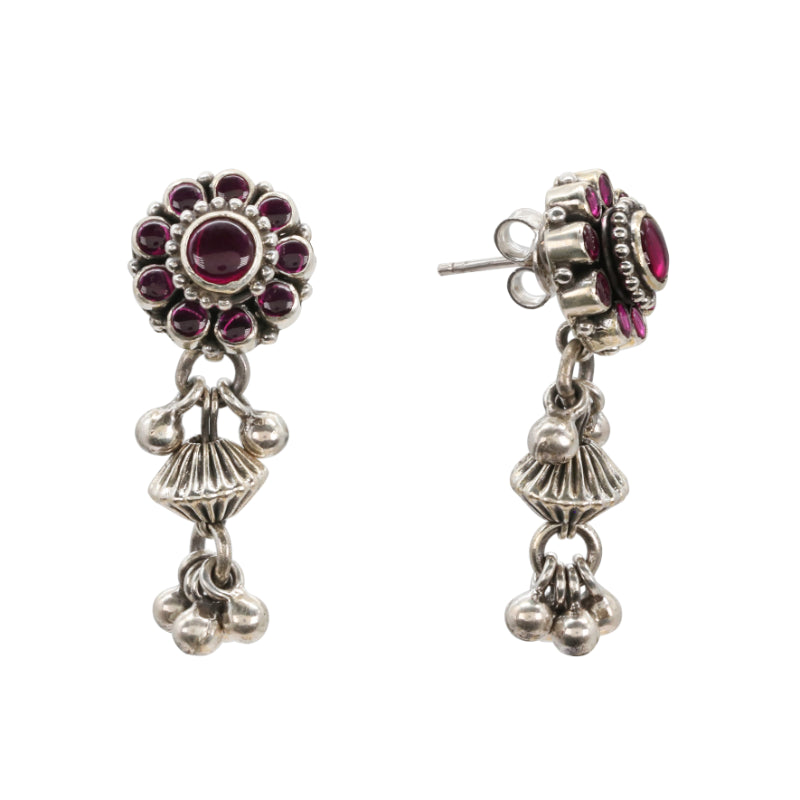 Layered Ruby Petal Silver Set