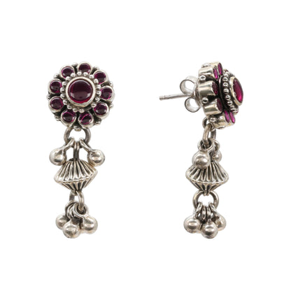 Layered Ruby Petal Silver Set