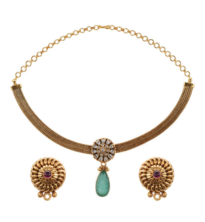 Gilded Bloom Gemstone Silver Set