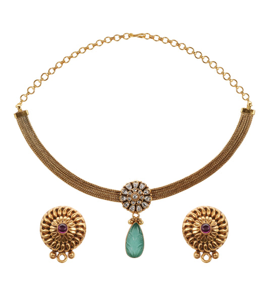 Gilded Bloom Gemstone Silver Set