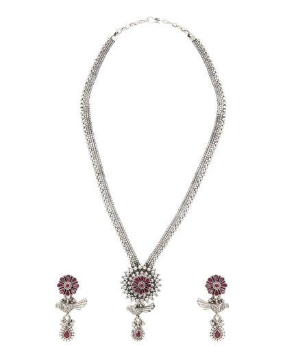 Ruby Teardrop Silver Pendant Necklace