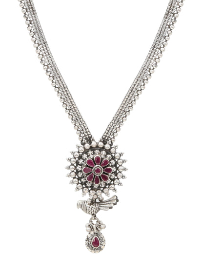 Ruby Teardrop Silver Pendant Necklace