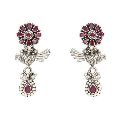 Ruby Teardrop Silver Pendant Necklace