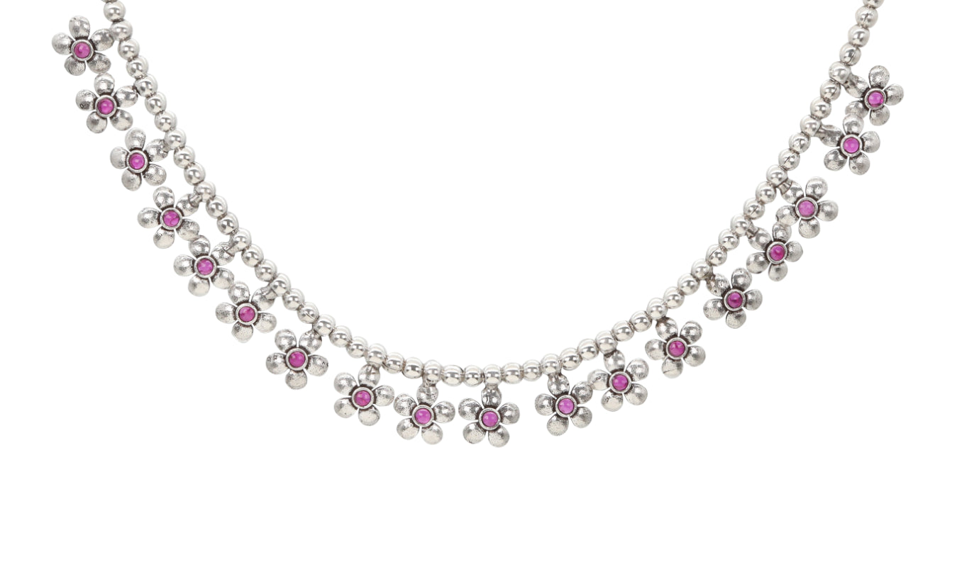 Scarlet Bloom Silver Set