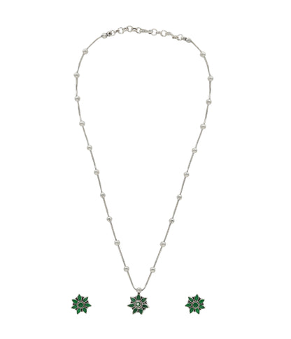 Jade Blossom Silver Set