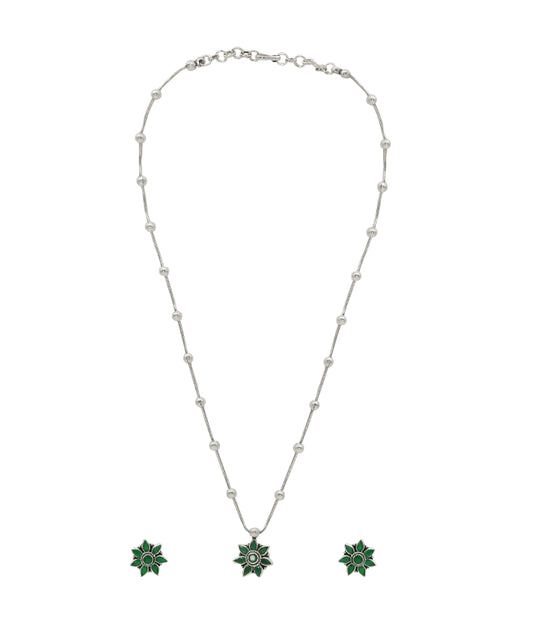 Jade Blossom Silver Set