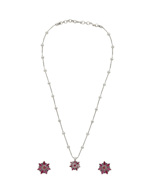 Radiant Ruby Silver Set