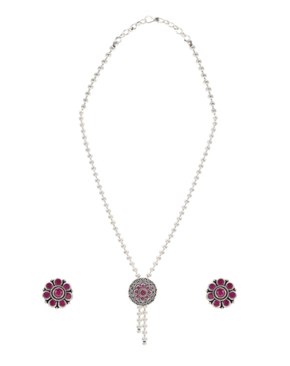 Cascading Crimson Silver Set