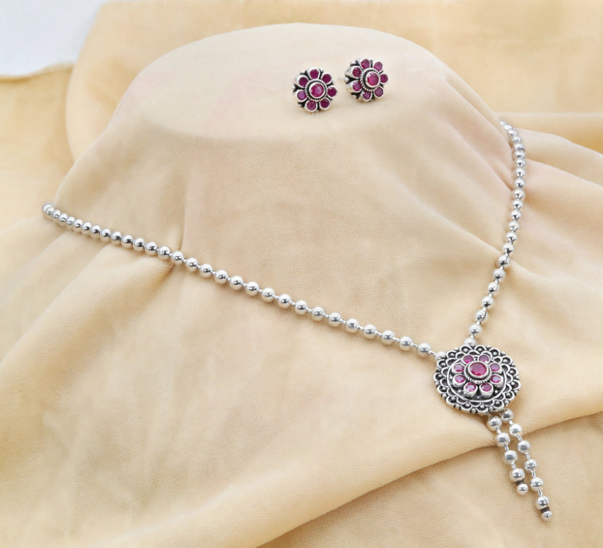 Cascading Crimson Silver Set