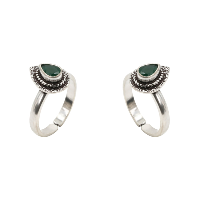 Emerald Dewdrop Toe Rings