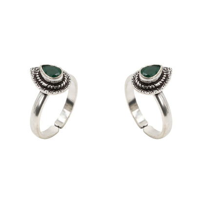 Emerald Dewdrop Toe Rings