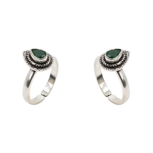 Emerald Dewdrop Toe Rings