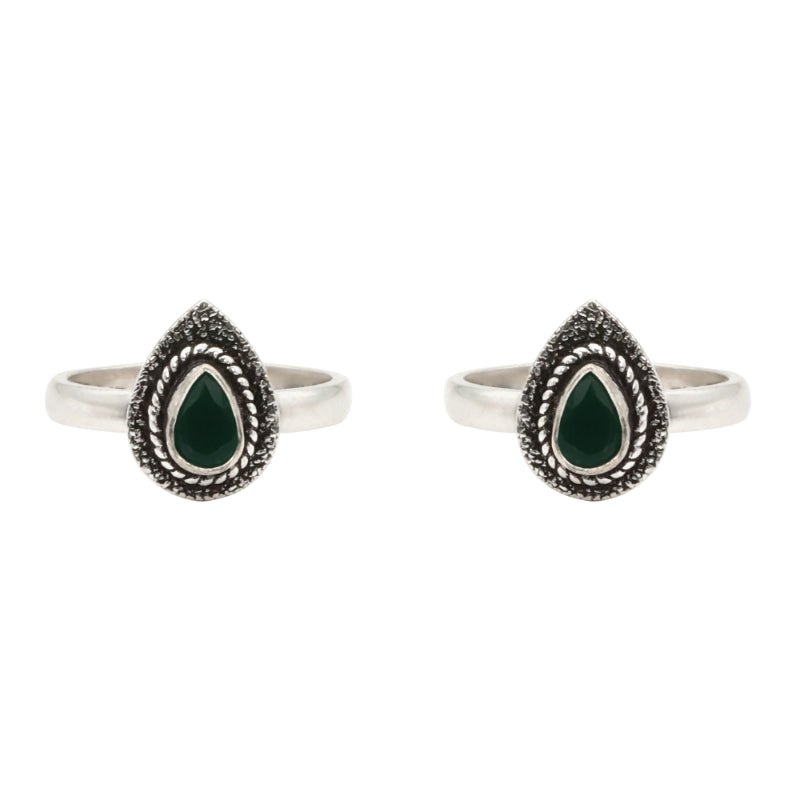 Emerald Dewdrop Toe Rings