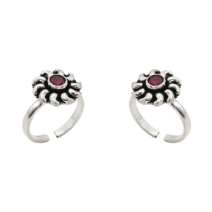 Crimson Petal Toe Rings