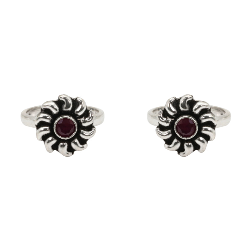 Crimson Petal Toe Rings