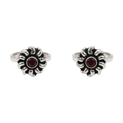 Crimson Petal Toe Rings