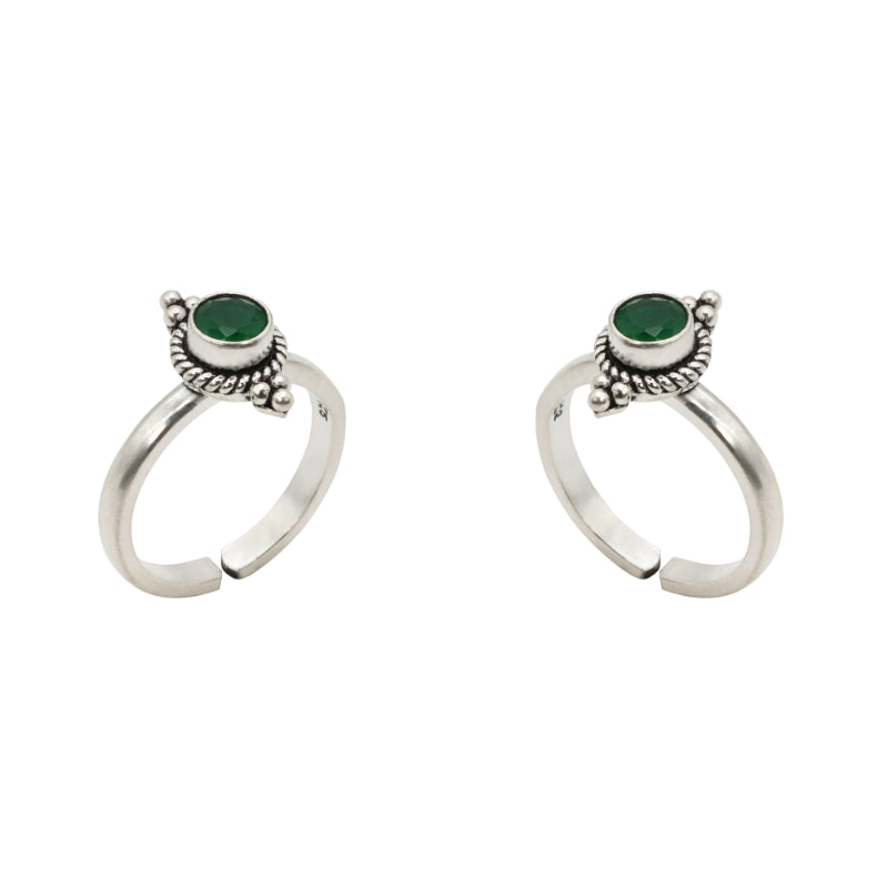 Emerald Aura Toe Rings