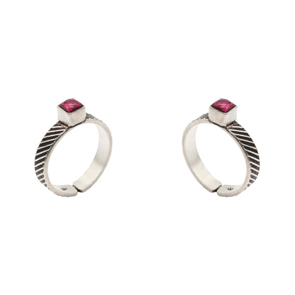 Ruby Facet Toe Rings