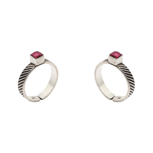 Ruby Facet Toe Rings