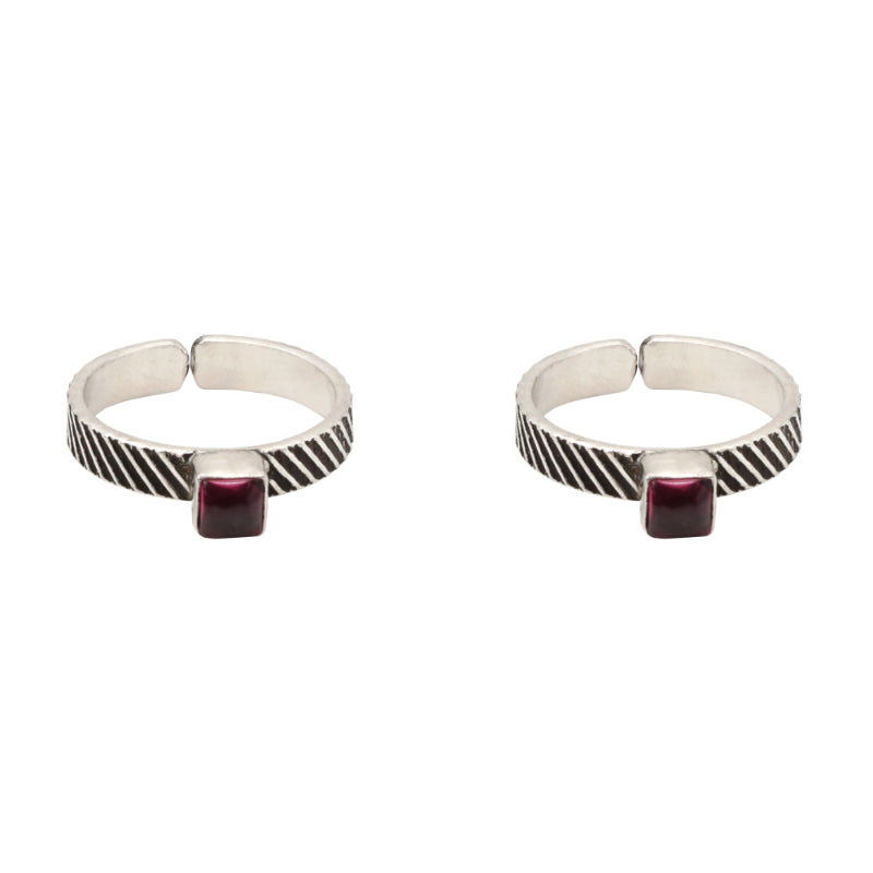 Ruby Facet Toe Rings