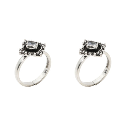 Square Sparkle Toe Rings