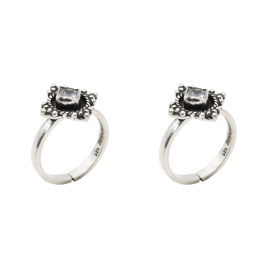 Square Sparkle Toe Rings