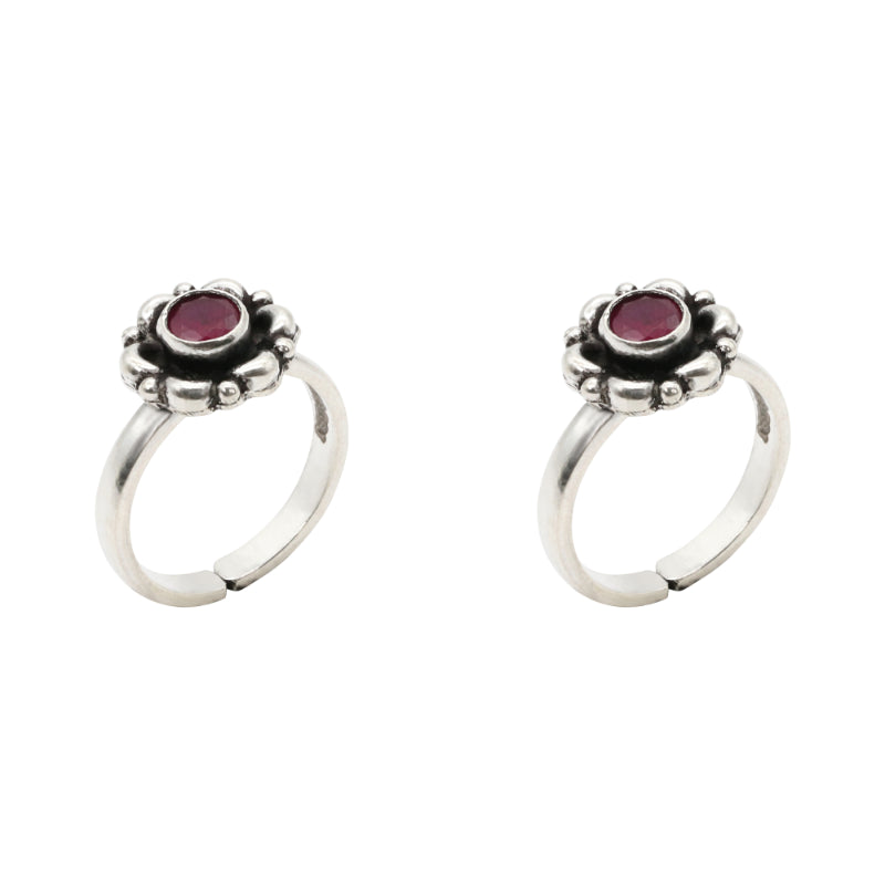 Crimson Bloom Toe Rings