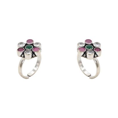 Rainbow Petals Toe Rings