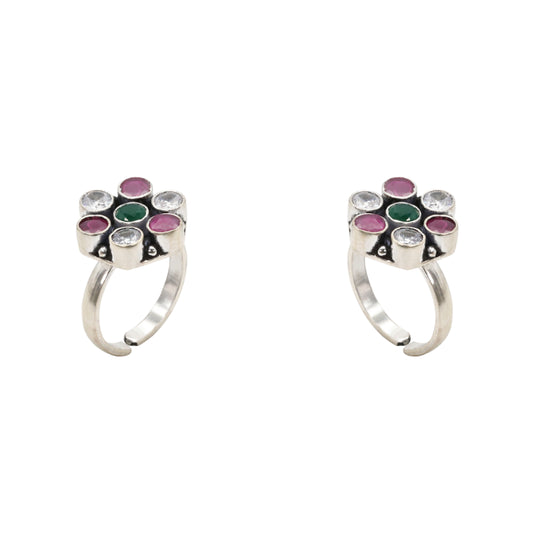 Rainbow Petals Toe Rings