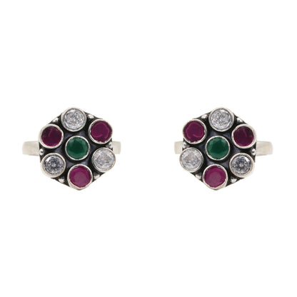 Rainbow Petals Toe Rings