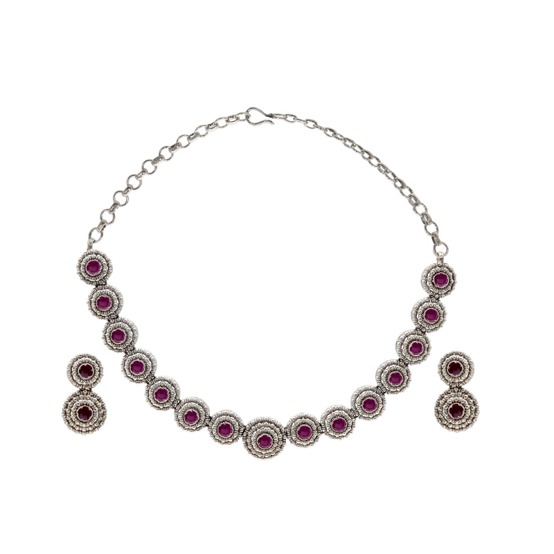 Silver Blossom Necklace Set